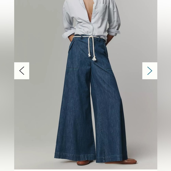 Pilcro Denim - Pilcro Anthropologie Blue Wide Leg Jeans Size 26 High Rise Utility Denim Style